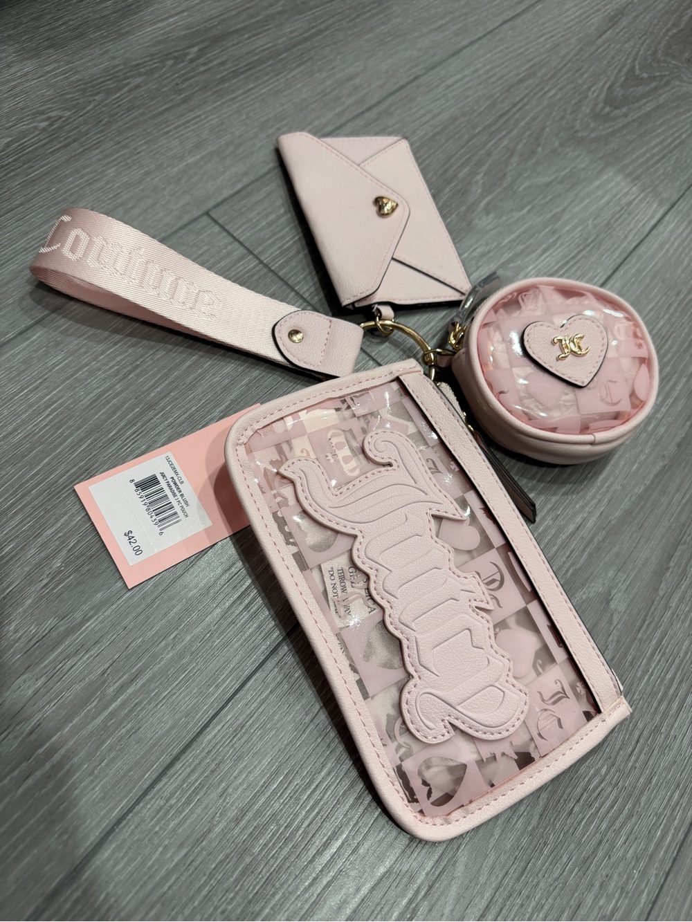 Juicy Couture Pale Pink Logo Wristlet Set with Coin Pouch
